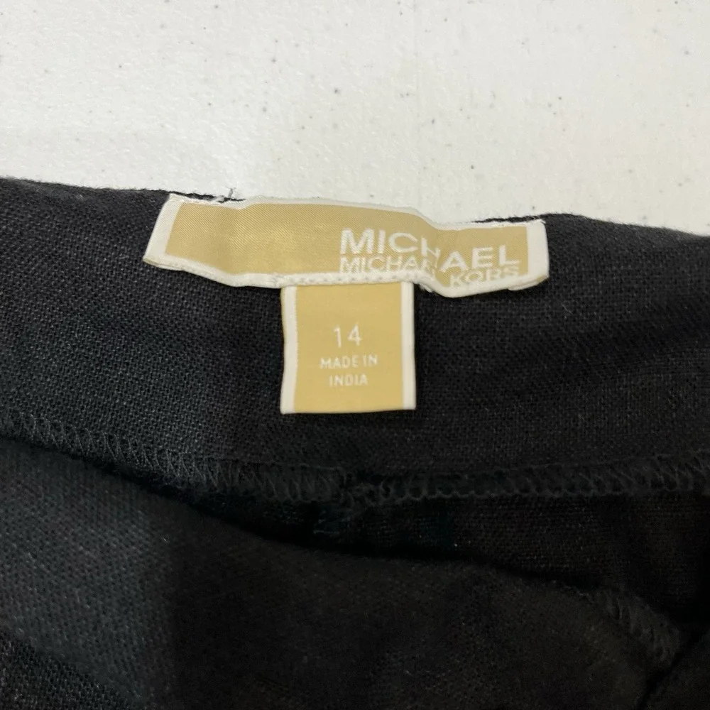 Michael Kors Pants Black Linen Blend Wide Leg Side Zip 14 Lagenlook Capsule